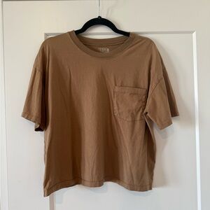 Cropped Tan Short Sleeve Tee